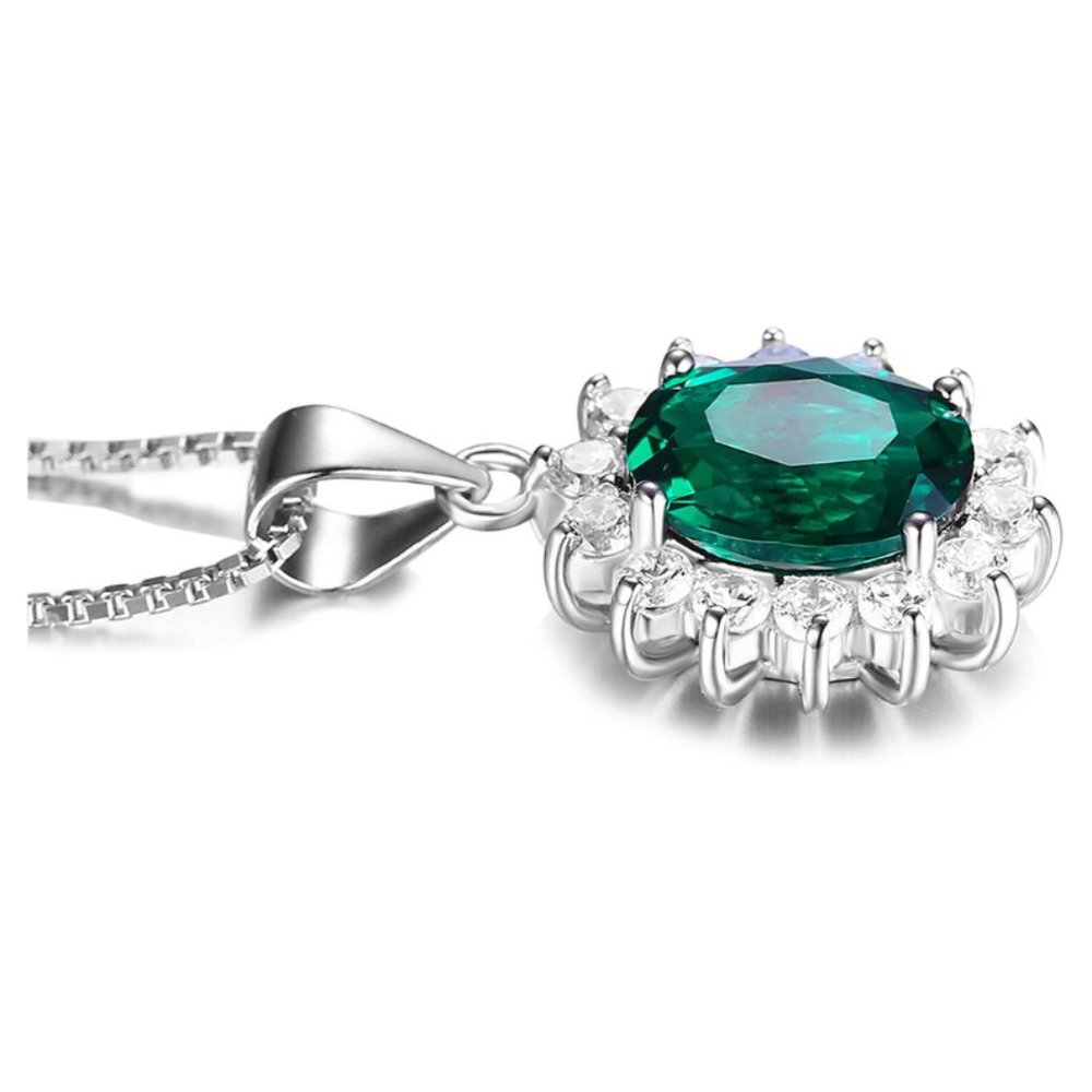 💚 1.7ct Emerald Pendant - 925 Sterling Silver - Picture 7 of 10
